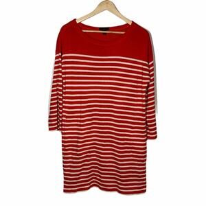 J. CREW Vintage Red White Striped Long Sleeve Mini Dress Medium